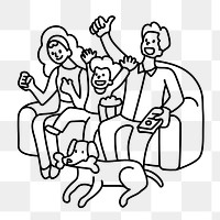 Png family cheering sports doodle, transparent background