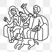 Png family cheering sports doodle, transparent background