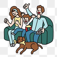 Png family cheering sports doodle, transparent background