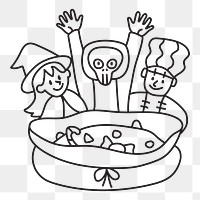 Png kids celebrating Halloween doodle, transparent background