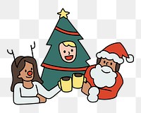 Png cheers to Christmas doodle, transparent background