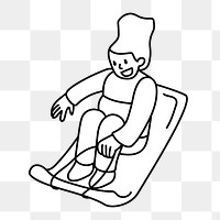 Png girl tobogganing doodle, transparent background