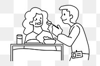 Png male nurse feeding elderly patient doodle, transparent background