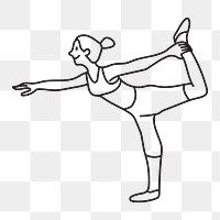 Png woman doing yoga doodle, transparent background