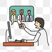 Png doctor online seminar doodle, transparent background