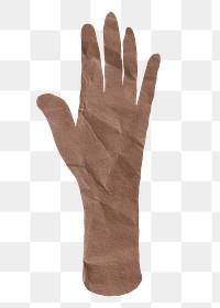 PNG Black raised hand gesture, paper craft element, transparent background