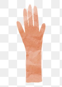 PNG Raised hand gesture, paper craft element, transparent background