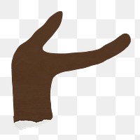 PNG Black palm hand gesture, paper craft element, transparent background