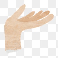 PNG Palm hand gesture, paper craft element, transparent background