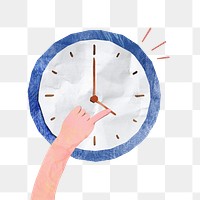 Wall clock png, paper craft element, transparent background