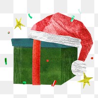 Christmas present box png, paper craft element, transparent background