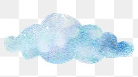 Blue cloud png, paper craft element, transparent background