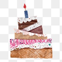 Birthday cake png, paper craft, transparent background