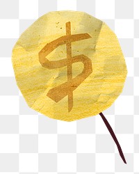 PNG Paper coin money, collage element, transparent background