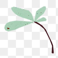 Leaf branch png, paper craft element, transparent background