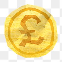 PNG Paper coin money, collage element, transparent background