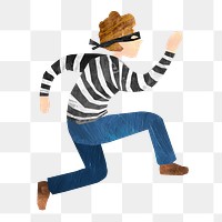 PNG Running thief, paper craft element, transparent background