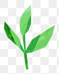 Leaf branch png, paper craft element, transparent background