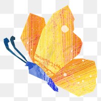 PNG Yellow butterfly, animal paper craft, transparent background