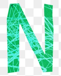 N letter png, paper English alphabet, transparent background