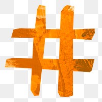 Hashtag symbol png, paper craft element, transparent background