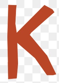 K letter png, paper English alphabet, transparent background