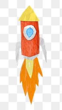 Launching rocket png, galaxy paper craft element, transparent background