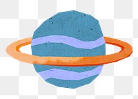 Planet Saturn png, galaxy paper craft element, transparent background