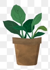 Houseplant png, paper craft element, transparent background