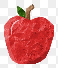 PNG Red apple fruit, food paper craft element, transparent background