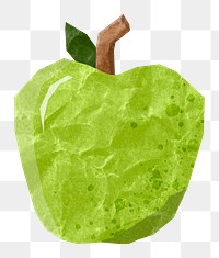 PNG Green apple fruit, food paper craft element, transparent background