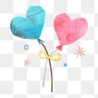 PNG Cute heart balloons, paper craft collage, transparent background