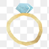 PNG Engagement ring, paper craft element, transparent background