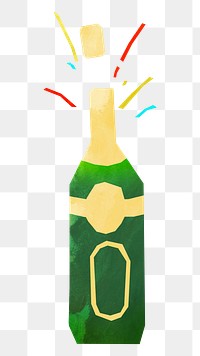 PNG Popping champagne, celebration paper craft element, transparent background