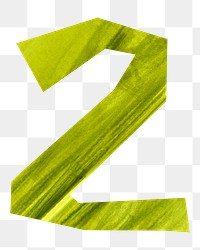 PNG 2 number two, paper craft element, transparent background