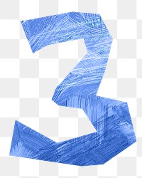 PNG 3 number three, paper craft element, transparent background