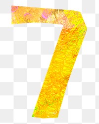 PNG 7 number seven, paper craft element, transparent background