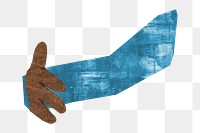 PNG Black man's arm gesture, paper craft element, transparent background