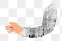 PNG Man's arm gesture, paper craft element, transparent background