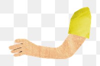 PNG Woman's arm gesture, paper craft element, transparent background