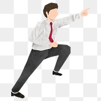 PNG Businessman pointing forward, paper craft element, transparent background