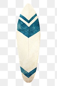 Striped surfboard png, paper craft element, transparent background