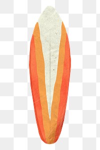 Orange surfboard png, paper craft element, transparent background