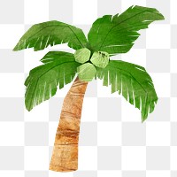 Coconut tree png, paper craft element, transparent background