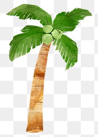 Coconut tree png, paper craft element, transparent background