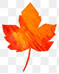 PNG Autumn maple leaf, paper craft element, transparent background