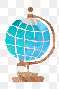 Spinning globe education png, paper craft element, transparent background