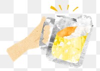 PNG Raised beer glass, drinks paper craft element, transparent background