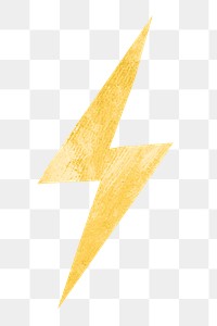 PNG Lightning bolt, paper craft element, transparent background