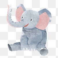 PNG Sitting elephant, animal paper craft, transparent background